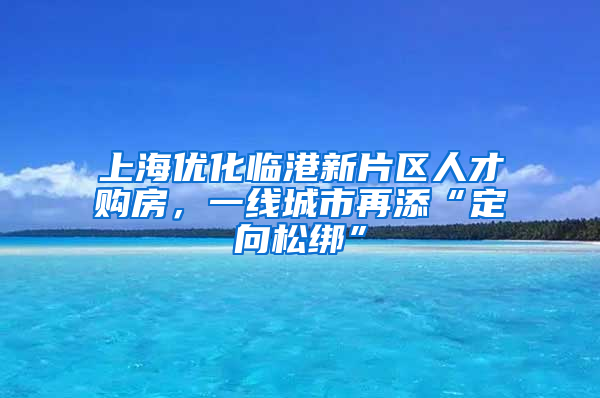 上海优化临港新片区人才购房，一线城市再添“定向松绑”