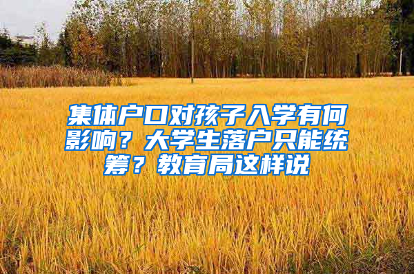 集体户口对孩子入学有何影响？大学生落户只能统筹？教育局这样说