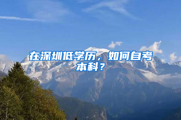 在深圳低学历，如何自考本科？