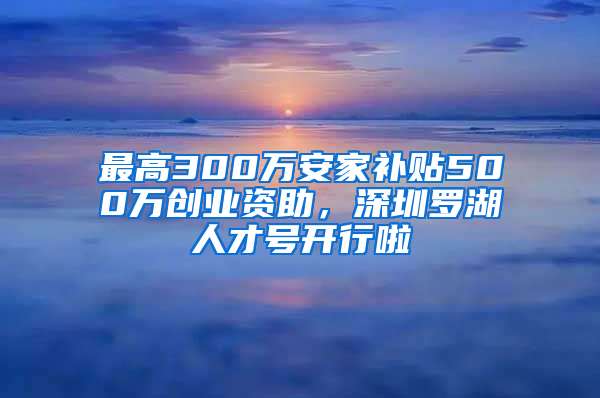 最高300万安家补贴500万创业资助，深圳罗湖人才号开行啦