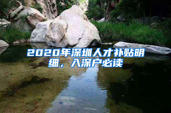 2020年深圳人才补贴明细，入深户必读