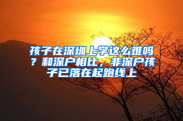 孩子在深圳上学这么难吗？和深户相比，非深户孩子已落在起跑线上