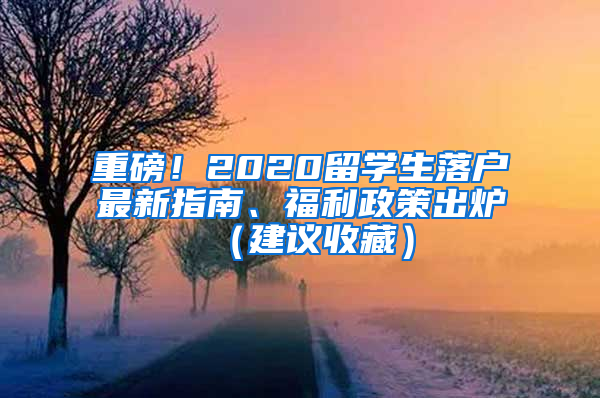 重磅！2020留学生落户最新指南、福利政策出炉（建议收藏）