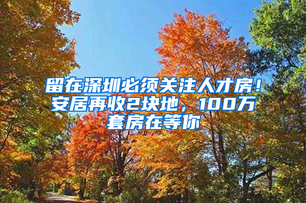 留在深圳必须关注人才房！安居再收2块地，100万套房在等你