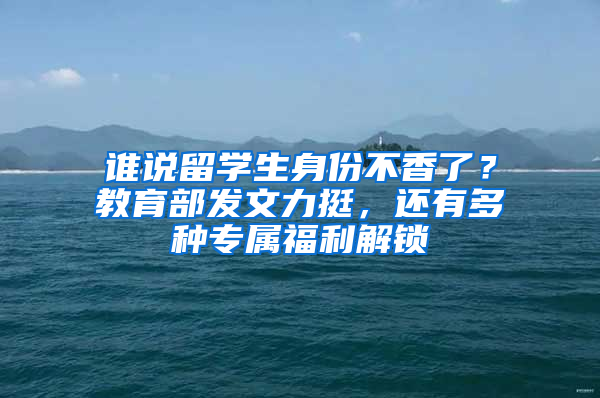 谁说留学生身份不香了？教育部发文力挺，还有多种专属福利解锁