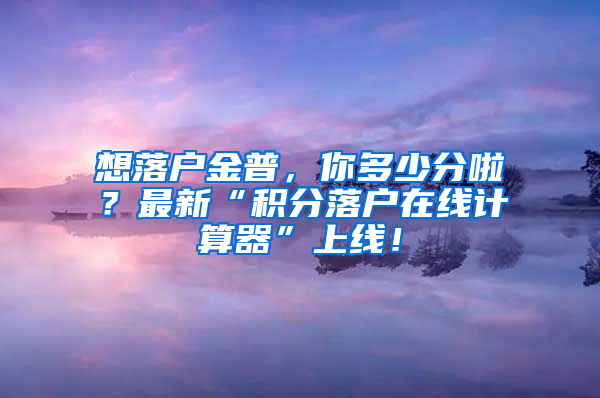 想落户金普，你多少分啦？最新“积分落户在线计算器”上线！