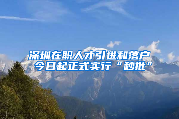 深圳在职人才引进和落户 今日起正式实行“秒批”