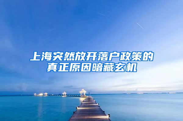 上海突然放开落户政策的真正原因暗藏玄机