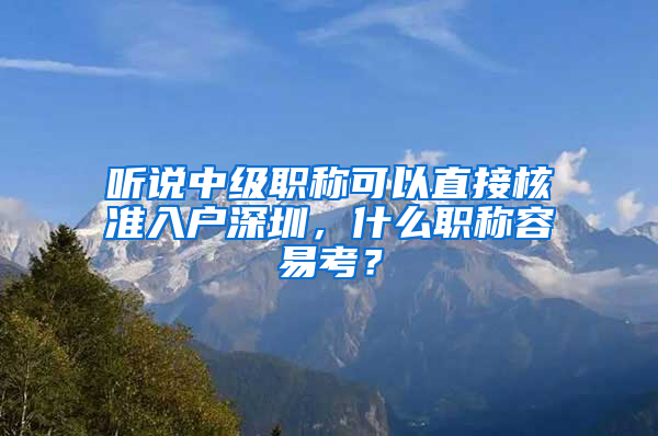 听说中级职称可以直接核准入户深圳，什么职称容易考？