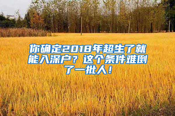 你确定2018年超生了就能入深户？这个条件难倒了一批人！