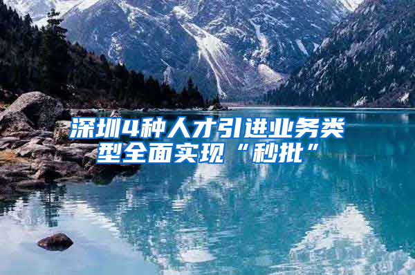 深圳4种人才引进业务类型全面实现“秒批”