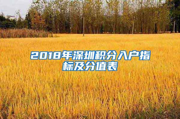 2018年深圳积分入户指标及分值表