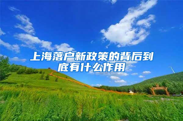 上海落户新政策的背后到底有什么作用