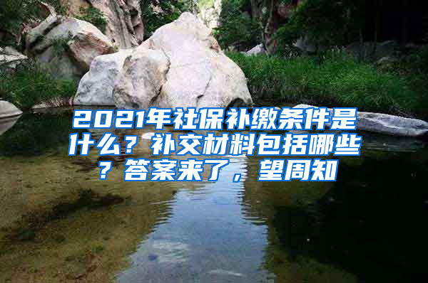 2021年社保补缴条件是什么？补交材料包括哪些？答案来了，望周知