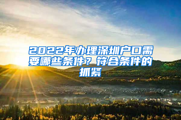 2022年办理深圳户口需要哪些条件？符合条件的抓紧