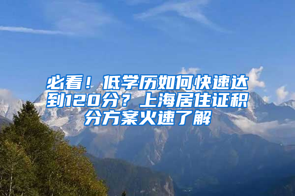 必看！低学历如何快速达到120分？上海居住证积分方案火速了解