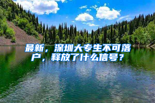 最新，深圳大专生不可落户，释放了什么信号？