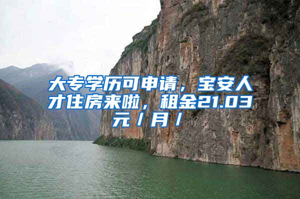 大专学历可申请，宝安人才住房来啦，租金21.03元／月／㎡