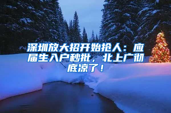 深圳放大招开始抢人：应届生入户秒批，北上广彻底凉了！