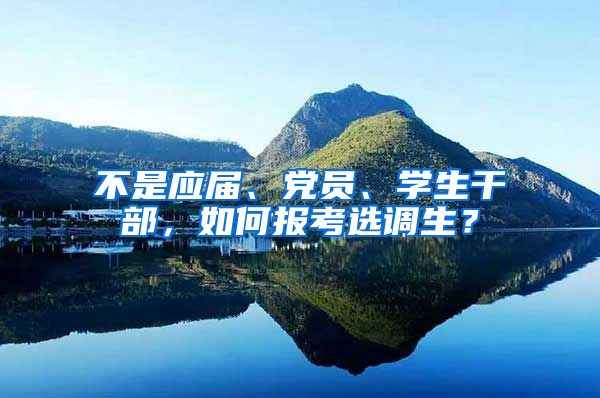 不是应届、党员、学生干部，如何报考选调生？