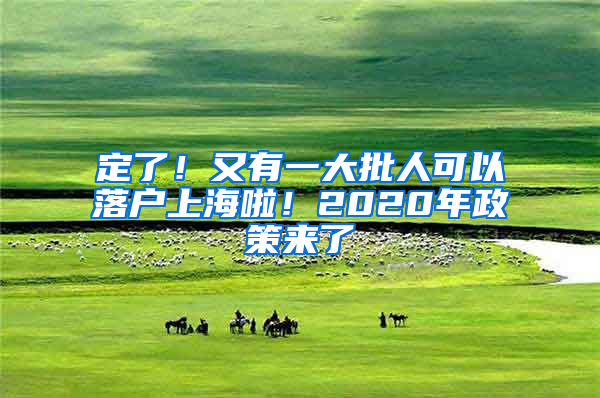 定了！又有一大批人可以落户上海啦！2020年政策来了