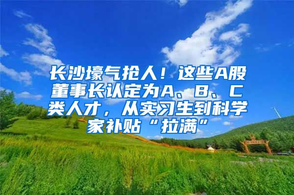 长沙壕气抢人！这些A股董事长认定为A、B、C类人才，从实习生到科学家补贴“拉满”