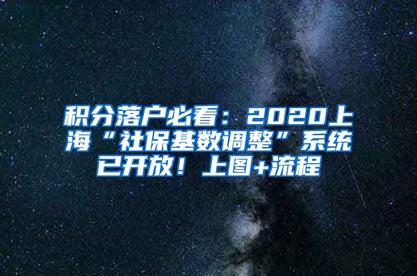 积分落户必看：2020上海“社保基数调整”系统已开放！上图+流程