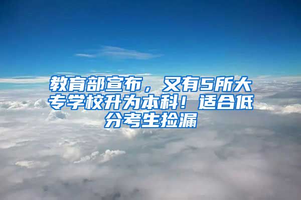 教育部宣布，又有5所大专学校升为本科！适合低分考生捡漏