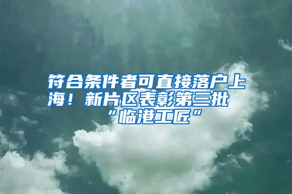 符合条件者可直接落户上海！新片区表彰第三批“临港工匠”