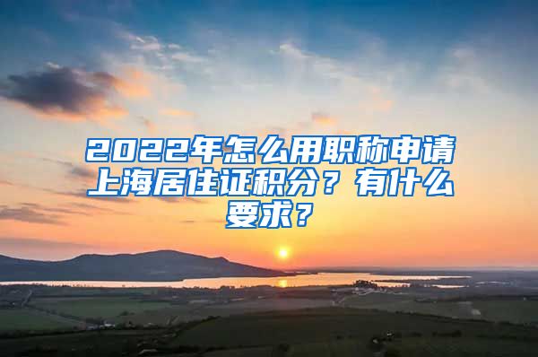 2022年怎么用职称申请上海居住证积分？有什么要求？