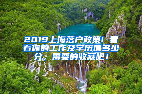 2019上海落户政策! 看看你的工作及学历值多少分，需要的收藏吧！