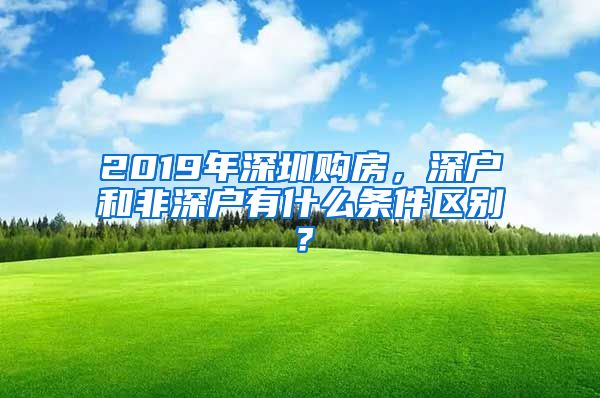 2019年深圳购房，深户和非深户有什么条件区别？