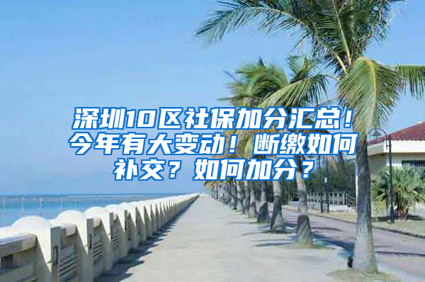 深圳10区社保加分汇总！今年有大变动！断缴如何补交？如何加分？