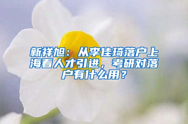 新祥旭：从李佳琦落户上海看人才引进，考研对落户有什么用？