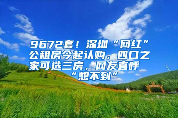 9672套！深圳“网红”公租房今起认购，四口之家可选三房，网友直呼“想不到”