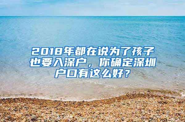 2018年都在说为了孩子也要入深户，你确定深圳户口有这么好？