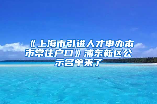 《上海市引进人才申办本市常住户口》浦东新区公示名单来了