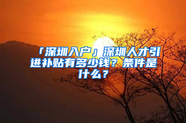 「深圳入户」深圳人才引进补贴有多少钱？条件是什么？