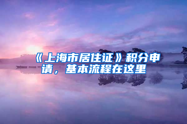 《上海市居住证》积分申请，基本流程在这里