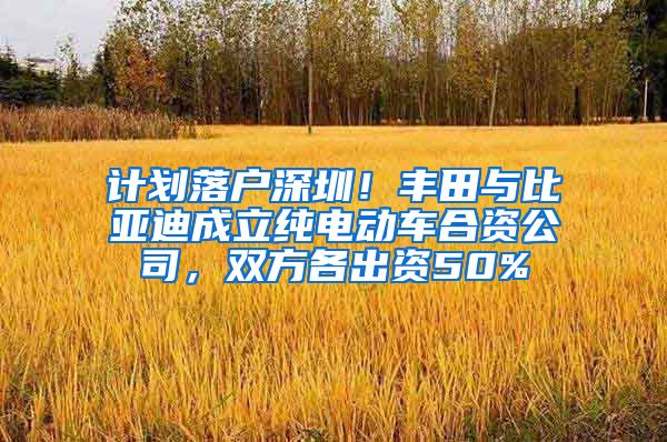 计划落户深圳！丰田与比亚迪成立纯电动车合资公司，双方各出资50%