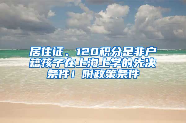 居住证、120积分是非户籍孩子在上海上学的先决条件！附政策条件