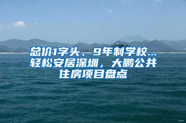 总价1字头、9年制学校...轻松安居深圳，大鹏公共住房项目盘点