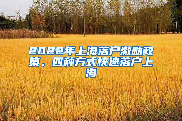 2022年上海落户激励政策，四种方式快速落户上海