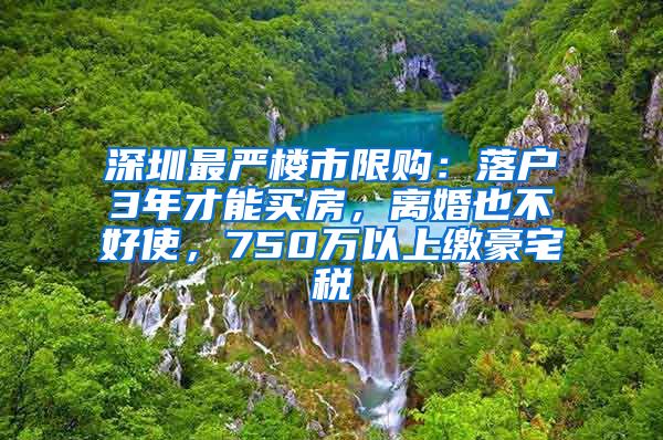 深圳最严楼市限购：落户3年才能买房，离婚也不好使，750万以上缴豪宅税