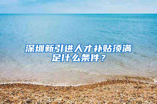 深圳新引进人才补贴须满足什么条件？