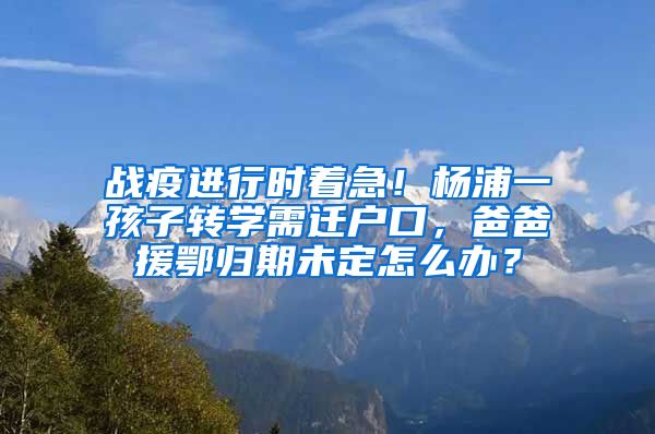 战疫进行时着急！杨浦一孩子转学需迁户口，爸爸援鄂归期未定怎么办？