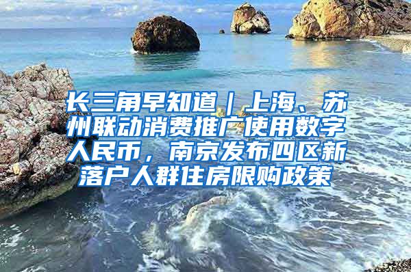 长三角早知道｜上海、苏州联动消费推广使用数字人民币，南京发布四区新落户人群住房限购政策