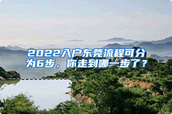 2022入户东莞流程可分为6步，你走到哪一步了？