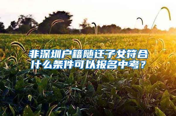 非深圳户籍随迁子女符合什么条件可以报名中考？