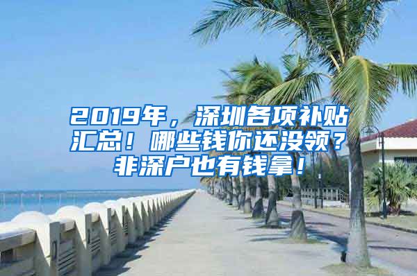 2019年，深圳各项补贴汇总！哪些钱你还没领？非深户也有钱拿！